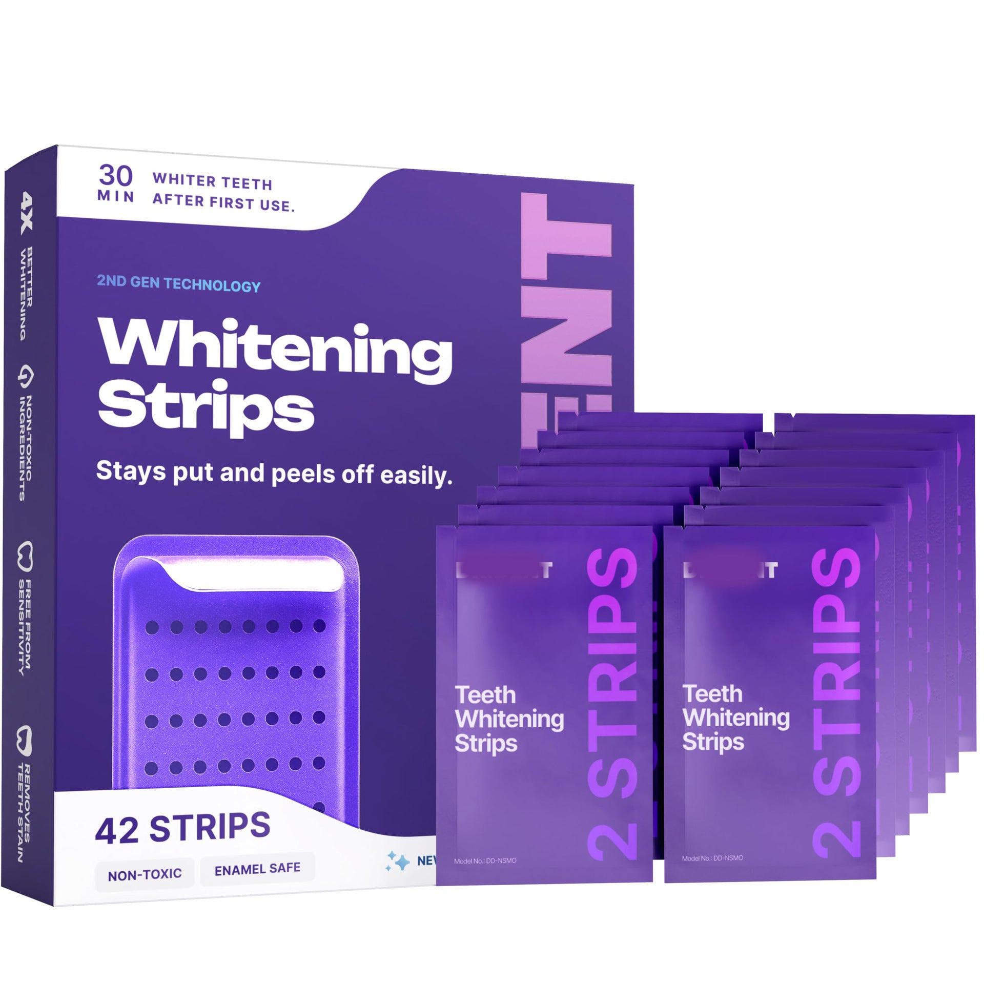 Purple Teeth Whitening Strips with Enamel Protection